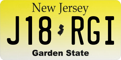 NJ license plate J18RGI