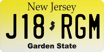 NJ license plate J18RGM