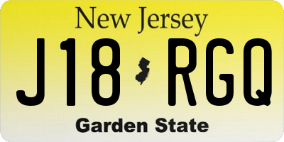 NJ license plate J18RGQ