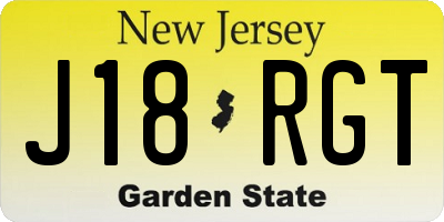 NJ license plate J18RGT