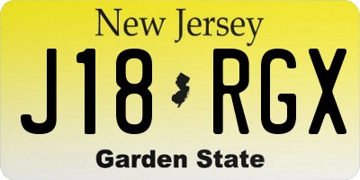 NJ license plate J18RGX
