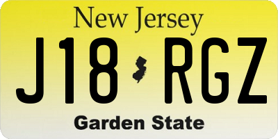 NJ license plate J18RGZ