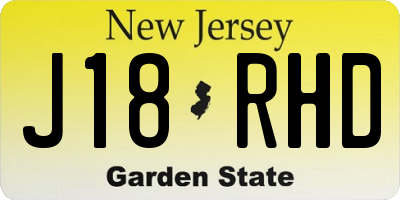 NJ license plate J18RHD