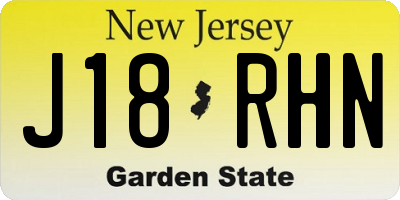 NJ license plate J18RHN