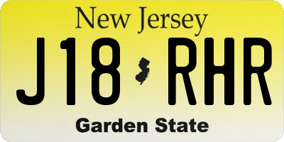 NJ license plate J18RHR