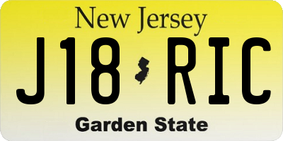 NJ license plate J18RIC