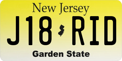 NJ license plate J18RID