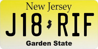 NJ license plate J18RIF
