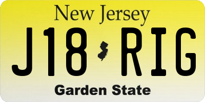 NJ license plate J18RIG