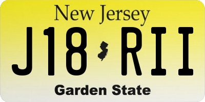 NJ license plate J18RII