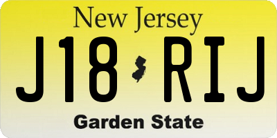 NJ license plate J18RIJ