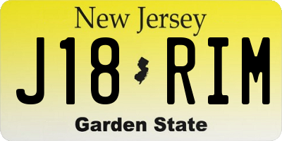 NJ license plate J18RIM