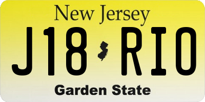 NJ license plate J18RIO