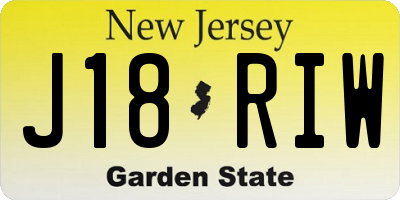NJ license plate J18RIW