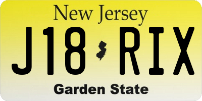 NJ license plate J18RIX