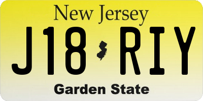 NJ license plate J18RIY