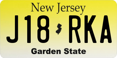 NJ license plate J18RKA