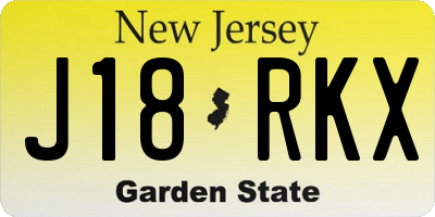 NJ license plate J18RKX