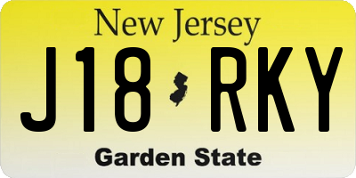 NJ license plate J18RKY