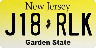 NJ license plate J18RLK