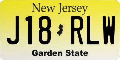 NJ license plate J18RLW