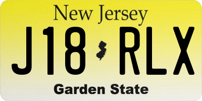 NJ license plate J18RLX
