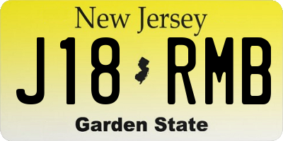NJ license plate J18RMB