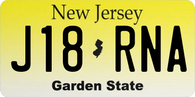 NJ license plate J18RNA
