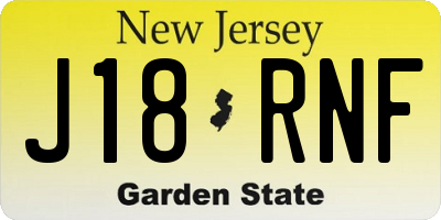 NJ license plate J18RNF
