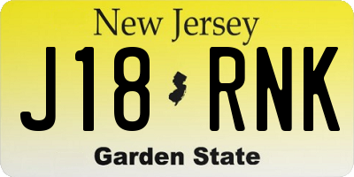 NJ license plate J18RNK