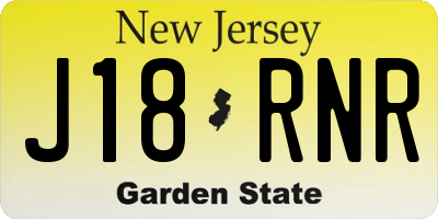NJ license plate J18RNR