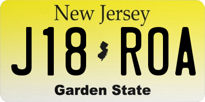 NJ license plate J18ROA
