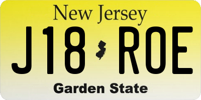 NJ license plate J18ROE