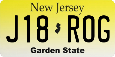 NJ license plate J18ROG