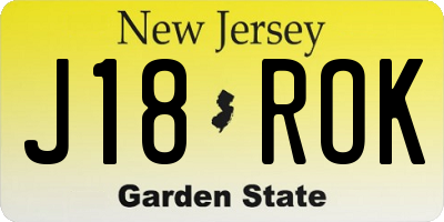 NJ license plate J18ROK
