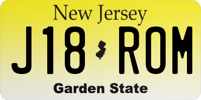 NJ license plate J18ROM