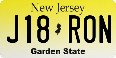 NJ license plate J18RON