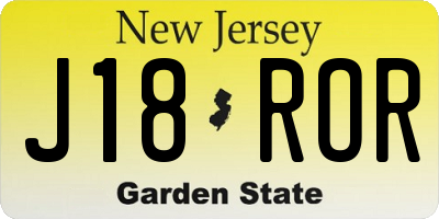 NJ license plate J18ROR