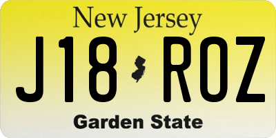 NJ license plate J18ROZ