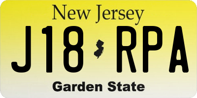 NJ license plate J18RPA