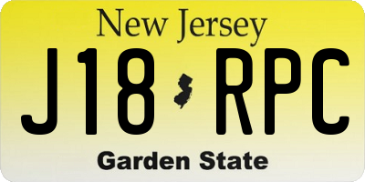 NJ license plate J18RPC