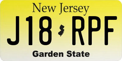 NJ license plate J18RPF