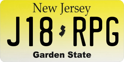 NJ license plate J18RPG