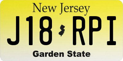 NJ license plate J18RPI