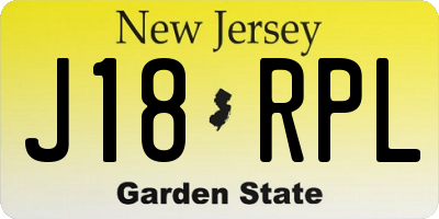 NJ license plate J18RPL