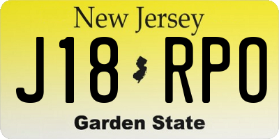 NJ license plate J18RPO