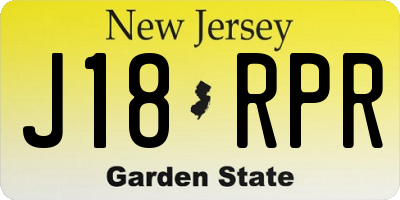 NJ license plate J18RPR