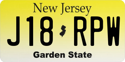 NJ license plate J18RPW