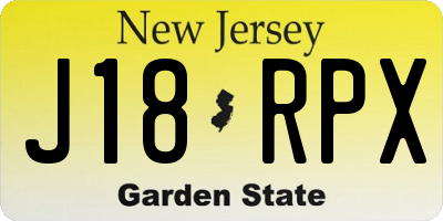 NJ license plate J18RPX