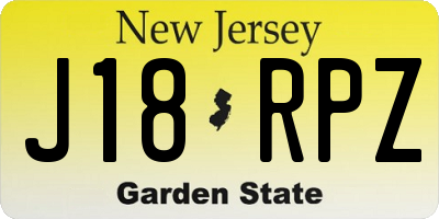 NJ license plate J18RPZ